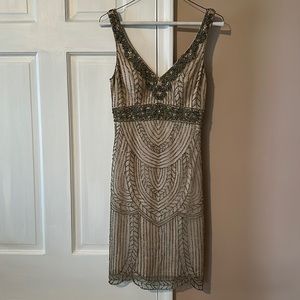 Sue Wong champagne beaded dress never worn